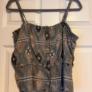 Boho Button-Front Camisole in Blue and Black